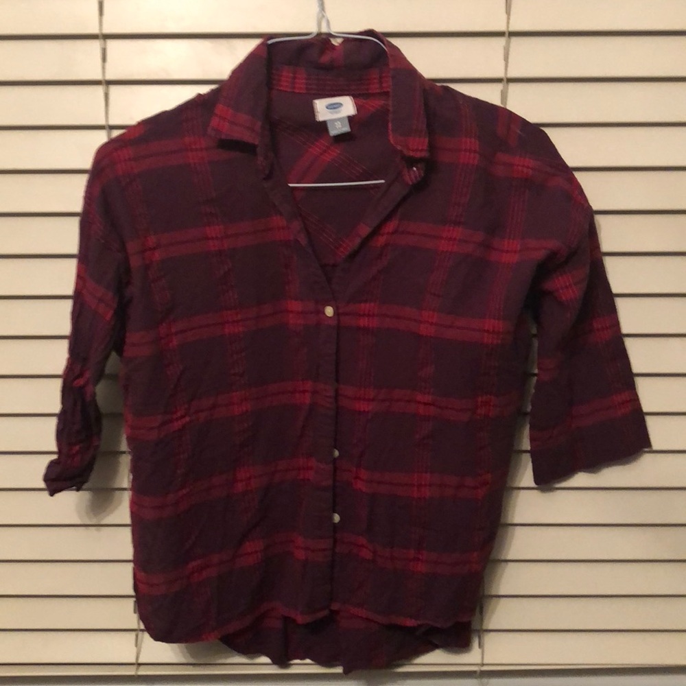 maroon/red flannel